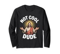 Non Cool Dude Gesù Christian Humor Meme Maglia a Manica