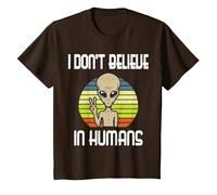 Non Credo negli Esseri Umani Alieno Maglietta, Bambini, Marrone, 10 Anni