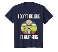 Non Credo negli Esseri Umani Alieno Maglietta, Bambini, Navy, 2 Anni