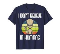 Non Credo negli Esseri Umani Alieno Maglietta, Uomo, Navy, L