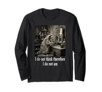 Non Credo Quindi di Non Essere Funny Racoon Philosophy Maglia a Manica