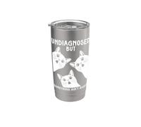 Non diagnosticato ma qualcosa non va bene Cat Meme Detto divertente Bicchiere termico in acciaio inox doppia parete