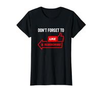 Non Dimenticare di Mettere Mi Piace e iscriverti al creatore di contenuti Maglietta con Stampa Grafica Economica, Donna, Nero, M