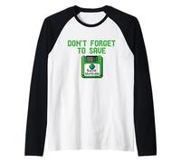 Non Dimenticare di Salvare la Giornata della Terra Floppy Disk Retro Geek Maglia con Maniche Raglan