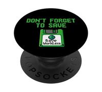Non dimenticare di salvare la Giornata della Terra Floppy Disk Retro Geek PopSockets PopGrip Adesivo