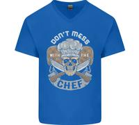 Non Disturbare Il Cuoco T-Shirt In Cotone A V Per Uomo Con Teschio