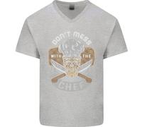 Non Disturbare Il Cuoco T-Shirt In Cotone A V Per Uomo Con Teschio