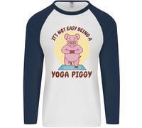 Non È Facile Essere Un Yoga Piggy Divertente Pig Uomo L/S Maglietta Baseball
