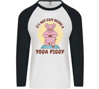 Non È Facile Essere Un Yoga Piggy Divertente Pig Uomo L/S Maglietta Baseball