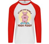 Non È Facile Essere Un Yoga Piggy Divertente Pig Uomo L/S Maglietta Baseball
