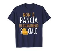 Non e' Pancia ma distanziamento Sociale. Maglietta, Uomo, Navy, 6XL