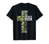 Non è Qui perché è risorto Christian Easter Camo Cross Maglietta