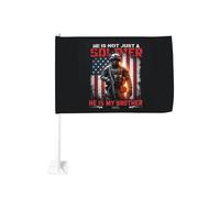 Non è solo un soldato, è mio fratello (2) Fermaglio per finestra per bandiere per auto, protezione solare, decorazione, striscione bifacciale da 12x18 pollici per camion