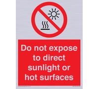 Non esporre alla luce diretta del sole o alle superfici calde, segno - 150 x 200 mm - A5P