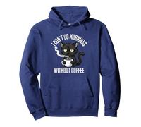 Non Faccio Le mattine Senza l'amante del caffè Grumpy Black Cat Felpa con Cappuccio