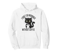 Non Faccio Le mattine Senza l'amante del caffè Grumpy Black Cat Felpa con Cappuccio