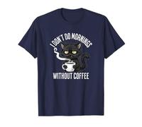 Non Faccio Le mattine Senza l'amante del caffè Grumpy Black Cat Maglietta