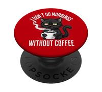 Non faccio le mattine senza l'amante del caffè Grumpy Black Cat PopSockets PopGrip Adesivo