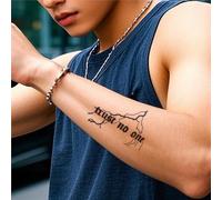 Non fidarti di nessuno! Tatuaggio temporaneo a base di erbe con linee di fulmini e testo in inglese. Impermeabile e dura 2 settimane. Tatuaggi finti.(2pcs)