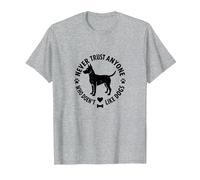 Non fidarti mai di Nessuno a Cui Non piacciono i Cani Pet Love Maglietta, Uomo, Grigio Melange, 4XL