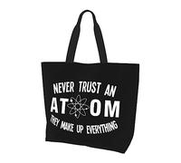 Non fidarti mai di una borsa per la spesa riutilizzabile in tela leggera da donna Atom nera