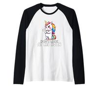 Non Guardare Il Mio atteggiamento Unicorno Corno Maglia con Maniche Raglan