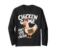 Non Guardare Il Pollo Divertente Gioco di Pollo Maglia a Manica