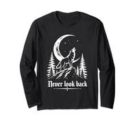 Non Guardare Indietro Lupo Luna Bosco Maglia a Manica