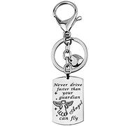 Non Guidare mai più Veloce di Quanto Il Tuo Angelo Custode Possa Volare Portachiavi con Ciondolo in Acciaio Regalo per la Festa del papà Fashion Processing