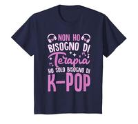 Non Ho Bisogno di Terapia Ho Solo Bisogno di K-Pop Corea Maglietta, Bambini, Navy, 8 Anni