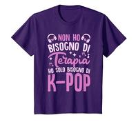 Non Ho Bisogno di Terapia Ho Solo Bisogno di K-Pop Corea Maglietta, Bambini, Viola, 8 Anni