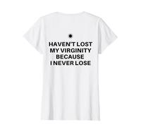 Non Ho Perso la verginità perché Non perdo mai Il Sarcastico Maglietta, Donna, Bianco, 3XL