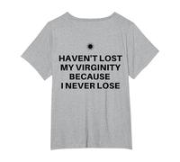 Non Ho Perso la verginità perché Non perdo mai Il Sarcastico Maglietta, Donna Plus-Size, Grigio Melange, 6X