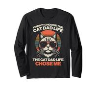 Non Ho Scelto Cat Dad Life Chose Me Funny Fur Papa Men Maglia a Manica
