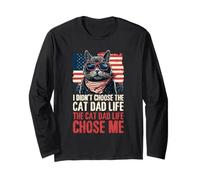 Non Ho Scelto The Cat Dad Life The Cat Life Chose Me USA Maglia a Manica