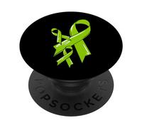 Non-Hodgkin - Nastro per la sensibilizzazione dei linfomi da cancro, verde chemio PopSockets PopGrip Adesivo
