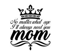 non importa quanti anni ho, avrò sempre bisogno di te mamma, festa della mamma Adesivi murali 54.6x62.4cm Decorazione carrozzeria auto Nero