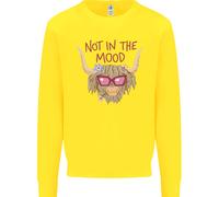Non In Umore Maglione Divertente Per Bambini Con Mucca Highland