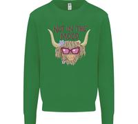 Non In Umore Maglione Divertente Per Bambini Con Mucca Highland