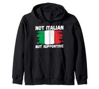 Non italiano ma solidale, divertente bandiera italiana Felpa con Cappuccio
