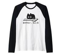 Non Leggere, Solo Neko | Amanti Divertenti dei Libri di Gatti Neri Maglia con Maniche Raglan