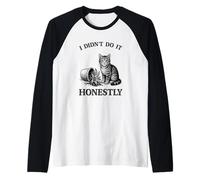 Non l'ho fatto onestamente, amante dei gatti, pianta un gatto divertente Maglia con Maniche Raglan