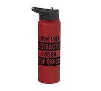Non mi distratto Vado su missioni secondarie Divertente ADHD Stainless Steel Insulated Water Bottle
