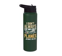 Non mi fermo sempre e guardo gli aerei oh Aspetta Sì lo faccio Stainless Steel Insulated Water Bottle