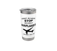 Non mi fermo sempre e guardo gli aeroplani divertenti per tutti Bicchiere termico in acciaio inox doppia parete