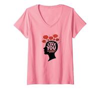 Non Mi piacciono Le Voci nella mia Testa Salute mentale Arte Maglietta con Collo a V, Donna, Rosa, XXL