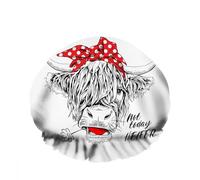 Non oggi, cuffia per a con mucca, cuffie per la protezione ambientale, fascia per capelli con fiocco a pois rossi e fiori di camomilla