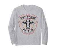 Non Oggi, Heifer Funny Cow Farm Friends Satana Heifers Meme Maglia a Manica