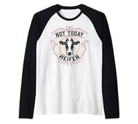 Non Oggi, Heifer Funny Cow Farm Friends Satana Heifers Meme Maglia con Maniche Raglan