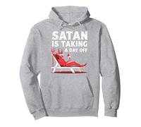 Non Oggi Satana: Il Diavolo in Vacanza sorseggia Un Cocktail Felpa con Cappuccio, Unisex per Adulti, Grigio Melange, L